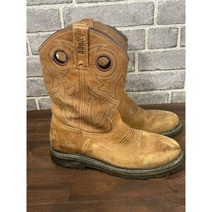 Rocky Farmstead Men's Western Work Boots Brown Leather Size 8